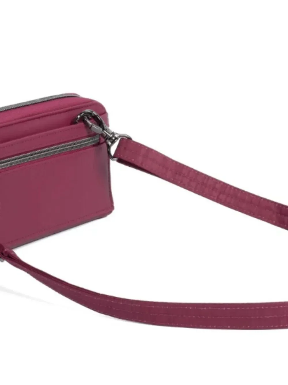 NWT- LUG- SATIN LUXE KICKFLIP SE CROSSBODY WALLET ( Hearts interior)- Raspberry